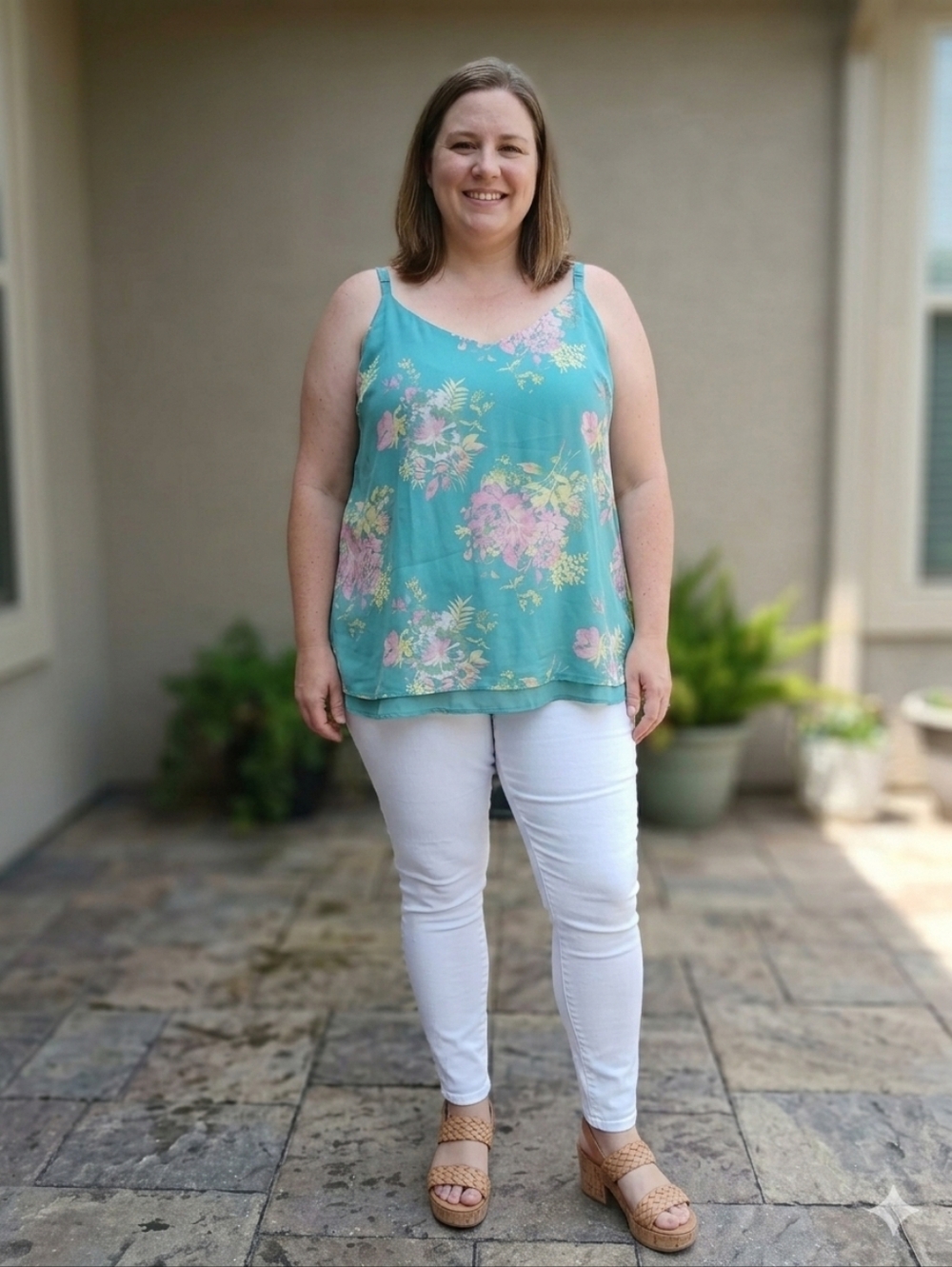 Torrid Size 3 Teal Floral Slip Tank Top